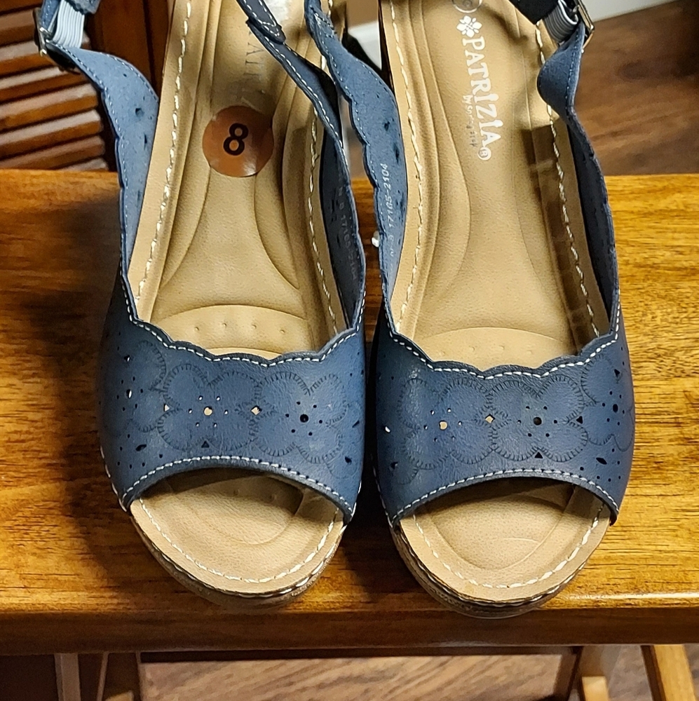Navy Open-Toe Wedge Sandals - Womens Item #2177